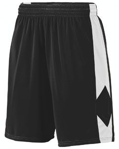 Augusta Sportswear 1716 Youth Block Out Short Black/ White front view