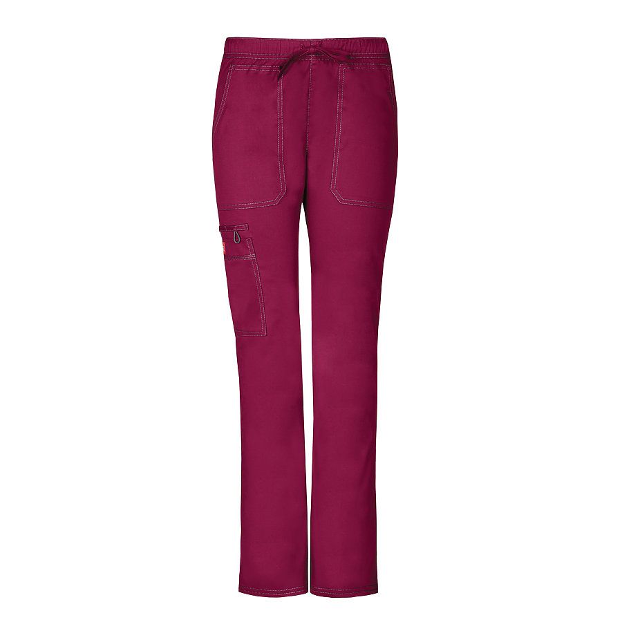 Dickies Medical DK100/Low Rise Straight Leg Drawst D-Wine front view
