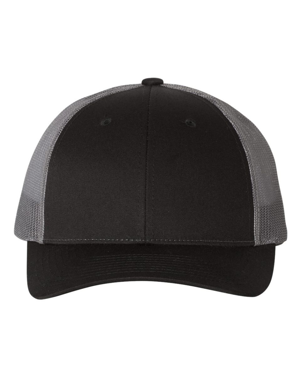Richardson Hats 115 Low Pro Trucker Cap Black/ Charcoal front view