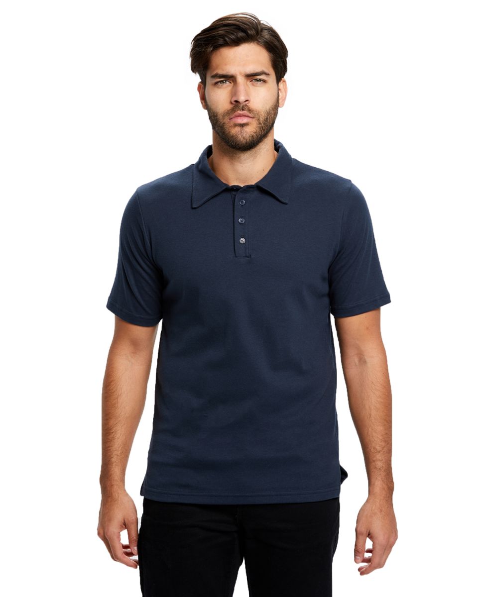 Men's Jersey Interlock Polo T-Shirt Navy Blue front view