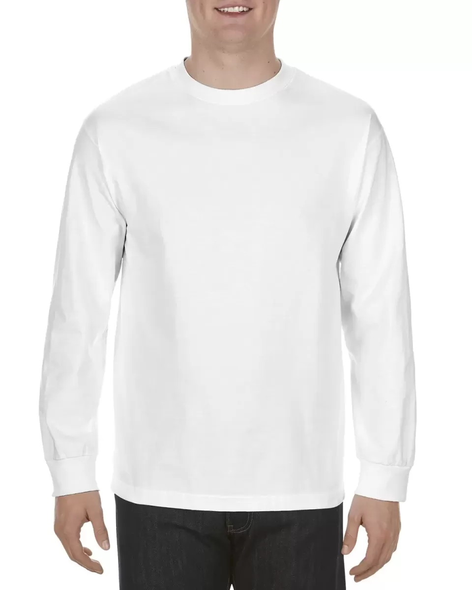 Alstyle 1304 Adult Long Sleeve T Shirt by American White front view