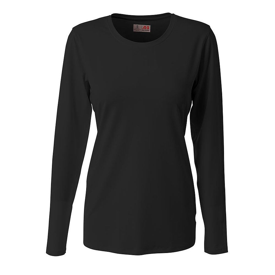 A4 NG3015 - The Spike  Long Sleeve Volleyball Jers Black front view