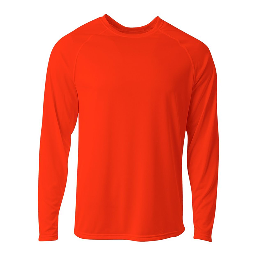 A4 NB3396 - Youth SureColor Long Sleeve Cationic T Athletic Orange front view
