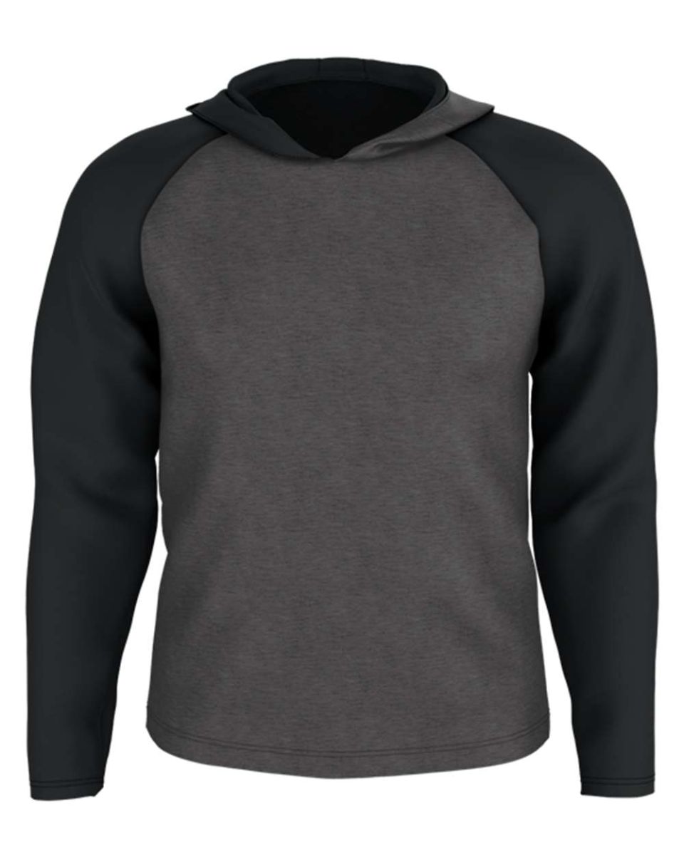 Badger Sportswear GH001A Gameday Hooded Pullover Charcoal Heather/ Black front view