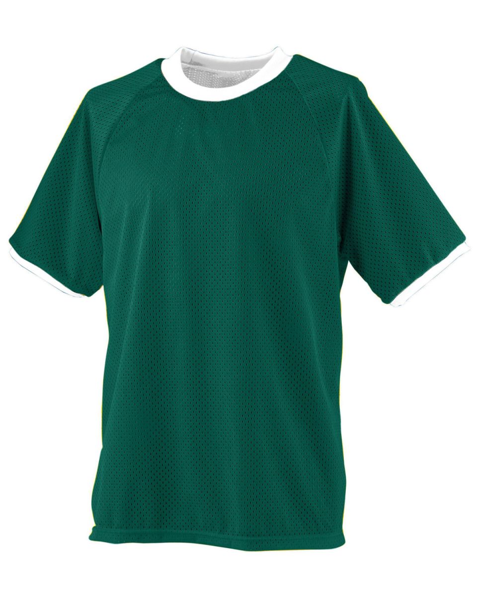 216 YOUTH REVERSIBLE PRACTICE JERSEY DARK GREEN/ WHT front view