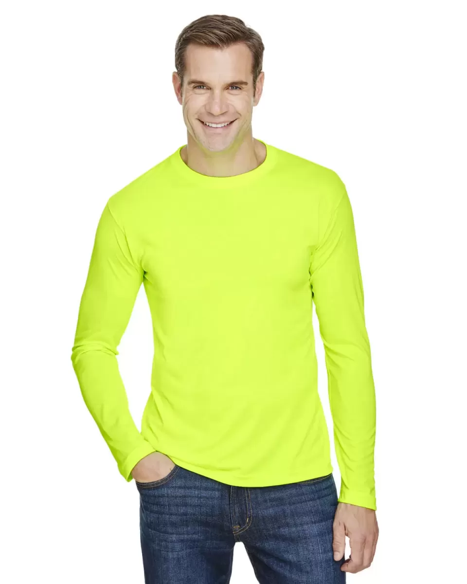 Bayside Apparel 5360 USA-Made Long Sleeve Performa Lime Green front view