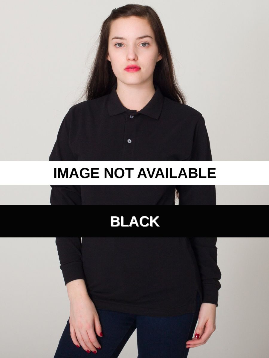 PQ472 American Apparel Unisex Pique Long Sleeve Te Black front view