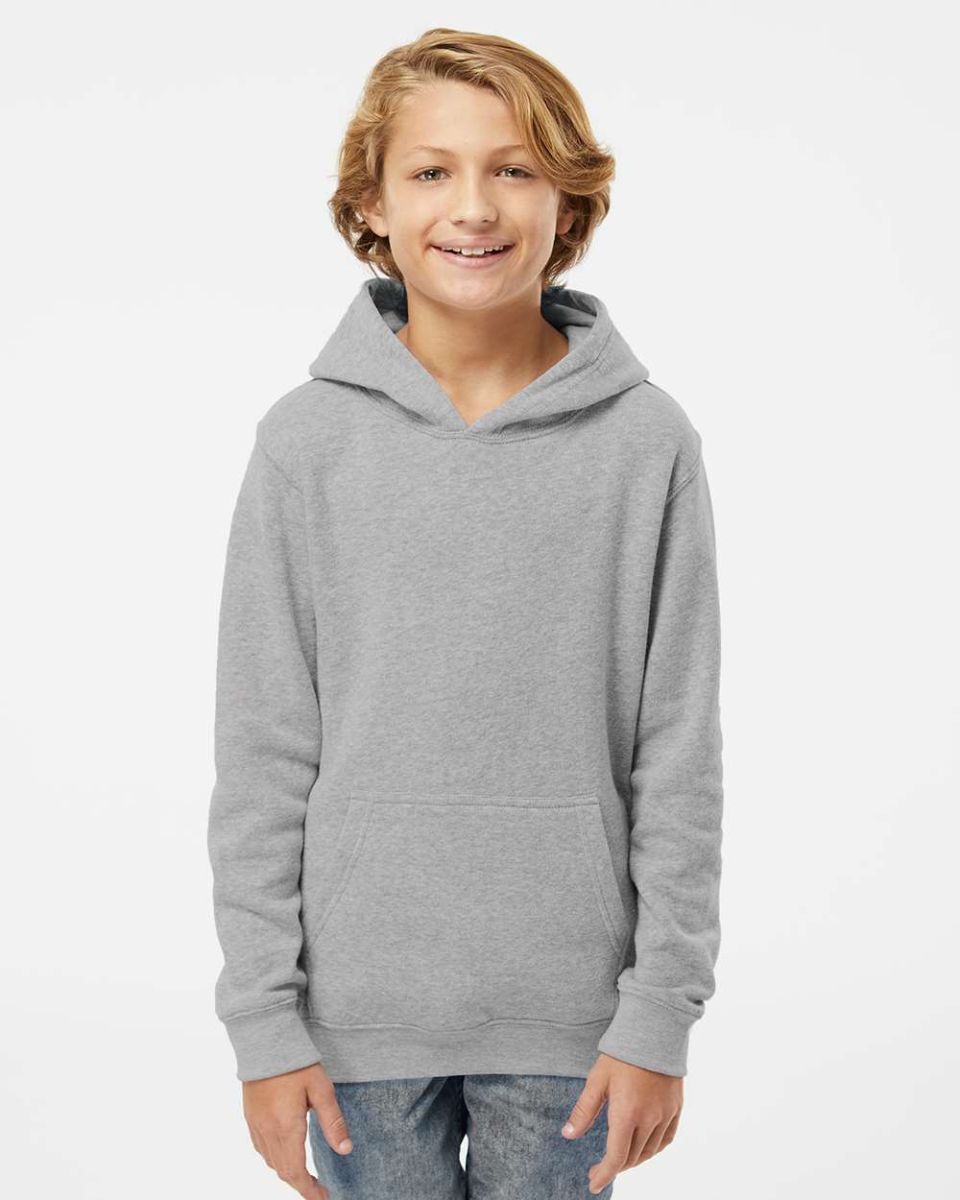 J America 8880 Youth Triblend Fleece Hooded Sweats Grey Triblend front view