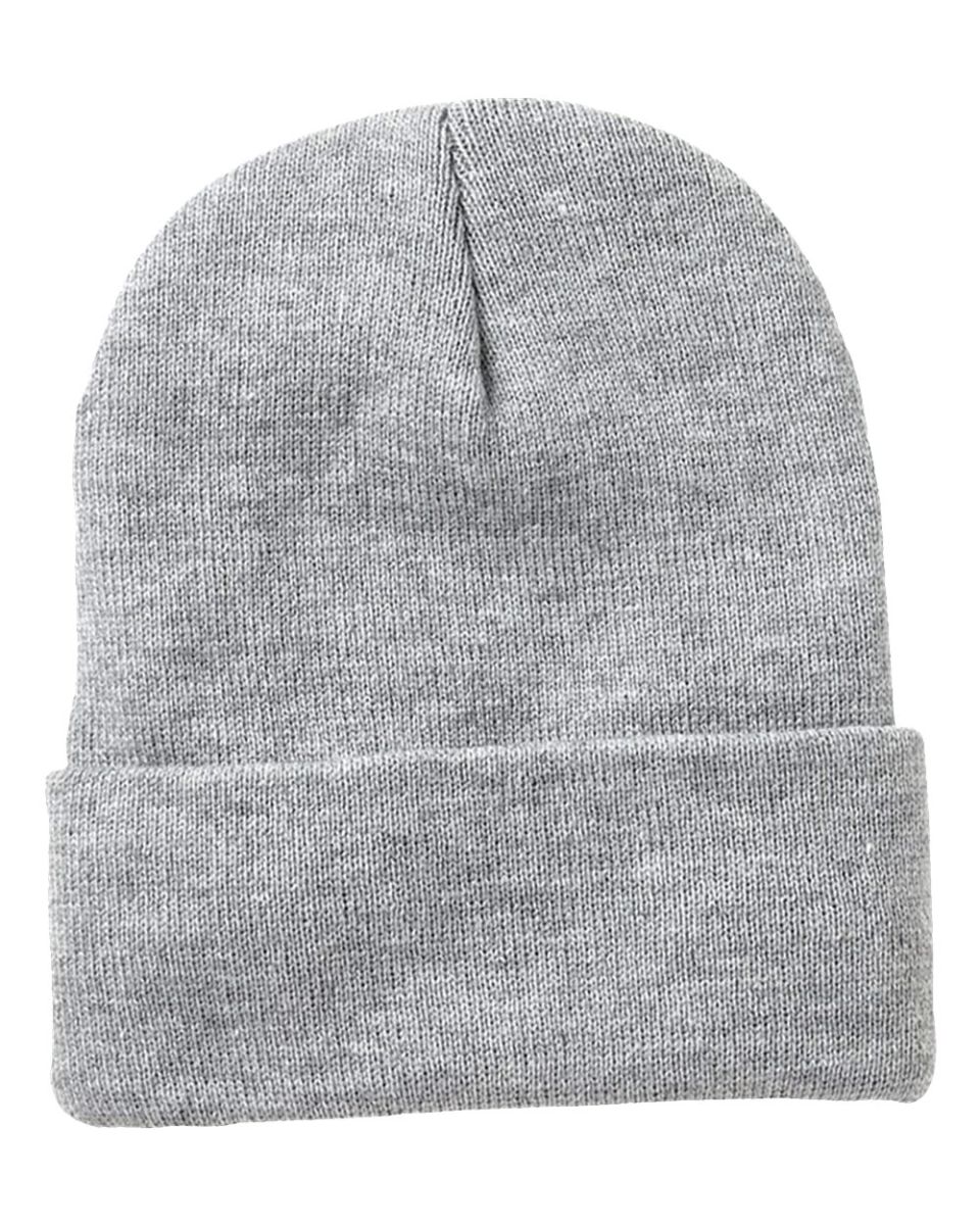 Sportsman SP12SL Sherpa Lined 12" Cuffed Beanie Heather Grey front view