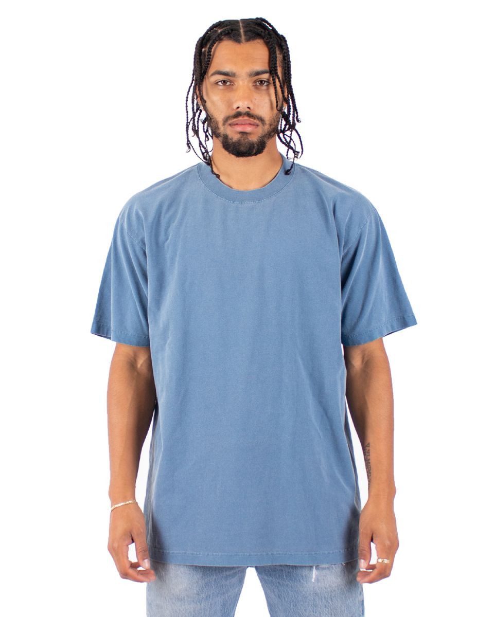 Shaka Wear SHGD Garment-Dyed Crewneck T-Shirt WASHED DENIM front view