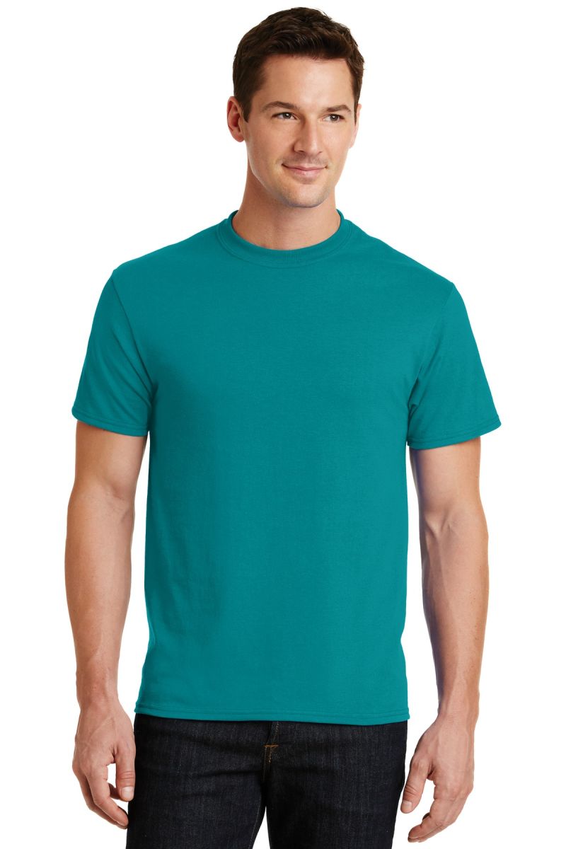 Port & Company Men's PC55 T-Shirt - 50/50 Cotton/Poly Blend, Jet Black, Left Chest Pocket