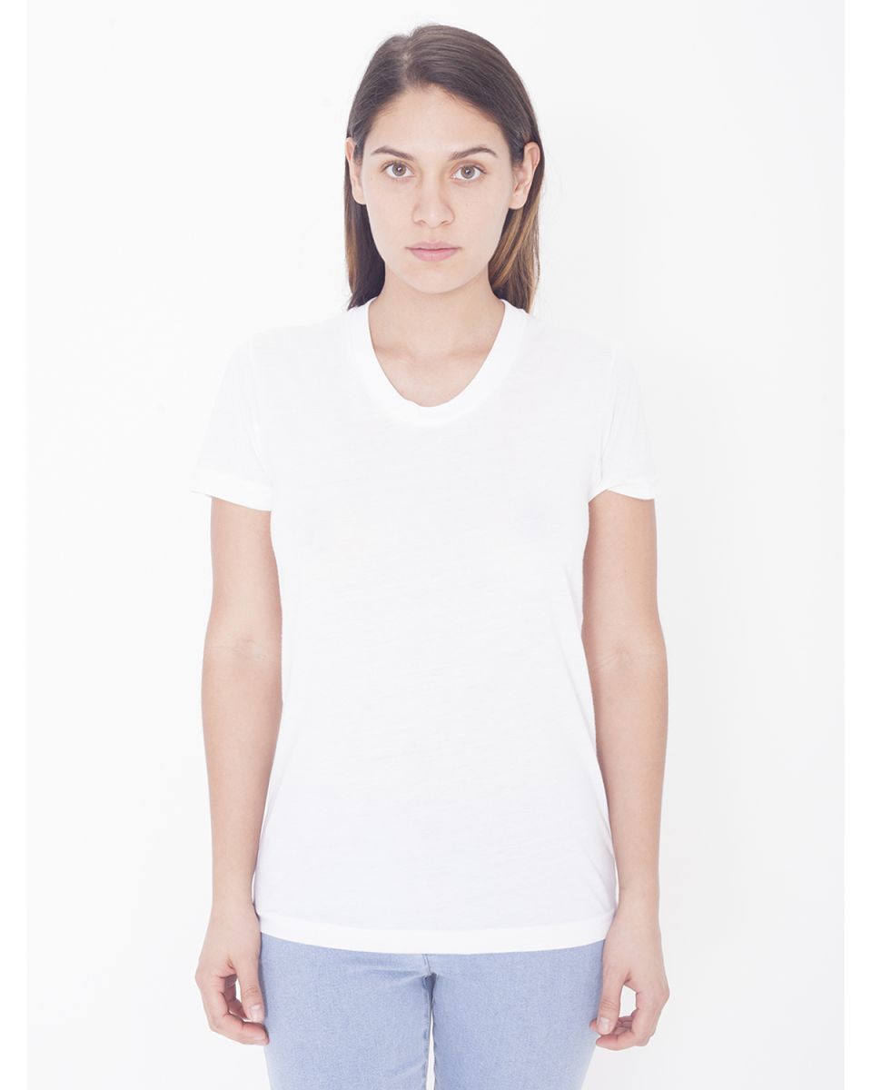 American Apparel PL301W Ladies' Sublimation Short-Sleeve T-Shirt White front view