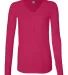 J America 8252 Ladies' Thermal Henley Wildberry front view