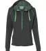 8876 J. America - Women's 1/2 Zip Triblend Hooded Sweatshirt Neon Green front view