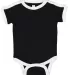 Rabbit Skins 4432 Infant Soccer Ringer Fine Jersey Bodysuit BLACK/WHITE front view