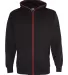 197 8668 Glow Full Zip Hood Black/ Electric Red front view