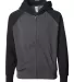 Independent Trading Co. PRM10TSBZ Toddler Lightweight Special Blend Raglan Zip Hood Carbon/ Black front view