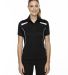 75112 Ash City - Extreme Eperformance™ Ladies' Tempo Recycled Polyester Performance Textured Polo BLACK 703 front view