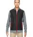 North End 88202 Men's Victory Hybrid Performance Fleece Jacket BLK/ CL RED front view
