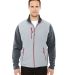 88809 Ash City - North End Sport Red Men's Quantum Interactive Hybrid Insulated Jacket PLATNM/ CRBN front view