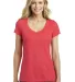 DM456 District Made® Ladies Shimmer V-Neck Tee Bright Coral front view