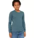 BELLA+CANVAS 3501Y Youth Long-Sleeve T-Shirt HTHR DEEP TEAL front view