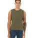 BELLA+CANVAS 3483 Mens Jersey Muscle Tank in Heather olive front view