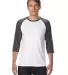 A6755 Anvil Adult Tri-Blend 3/4-Sleeve Raglan Tee  in Wht/ tr h dk gry front view