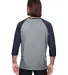 A6755 Anvil Adult Tri-Blend 3/4-Sleeve Raglan Tee  in Hth gry/ hth nvy back view