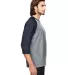 A6755 Anvil Adult Tri-Blend 3/4-Sleeve Raglan Tee  in Hth gry/ hth nvy side view