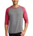 A6755 Anvil Adult Tri-Blend 3/4-Sleeve Raglan Tee  in Hth gr/ tr h red front view