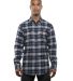 Burnside B8210 Yarn-Dyed Long Sleeve Flannel Navy/ Grey front view