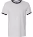 Gildan G860 DryBlend Ringer Tee WHITE/ NAVY front view