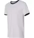 Gildan G860 DryBlend Ringer Tee WHITE/ NAVY side view