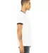 BELLA+CANVAS 3055 Heather Ringer Tee in White/ black side view