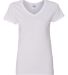 5V00L Gildan Heavy Cotton™ Ladies' V-Neck T-Shir WHITE front view