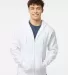 0331 Tultex 80/20 Unisex Zipper Hood  in White front view