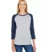 L3530 LAT - Ladies' Fine Jersey Three-Quarter Slee in Vn hthr/ vn navy front view
