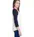 L3530 LAT - Ladies' Fine Jersey Three-Quarter Slee in White/ navy/ red side view