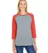 L3530 LAT - Ladies' Fine Jersey Three-Quarter Slee in Vin hth/ vn orng front view