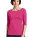 DM107L District Made® Ladies Perfect Weight® 3/4 Dark Fuchsia front view