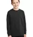 PC54YLS Port and Company Youth Long Sleeve Cotton  Jet Black front view