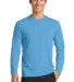 PC381LS Blended long sleeve performance tee shirt  Aquatic Blue front view