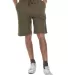 M7640 Cotton Heritage Fleece Rib Jogger Shorts Military Green front view