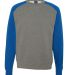 IND30RC Independent Trading Co. Fitted Raglan Crew Gunmetal Heather/ Royal Heather front view