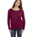 Bella 8852 Womens Long Sleeve Flowy T-Shirt With R MAROON front view