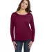 Bella 8852 Womens Long Sleeve Flowy T-Shirt With R in Maroon front view