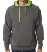 8883 J. America - Shadow Fleece Hooded Pullover Sw in Neon green front view