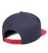 6007 Yupoong Five-Panel Flat Bill Cap in Navy/ red back view