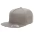 6007 Yupoong Five-Panel Flat Bill Cap in Grey front view